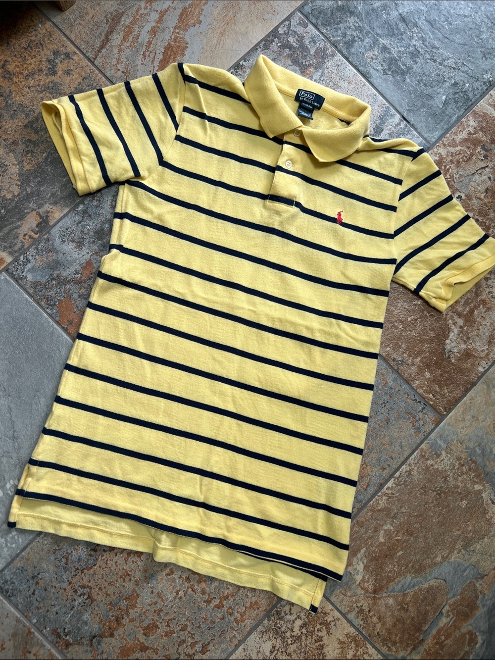 Polo by Ralph Lauren Yellow Polo with Navy Stripes